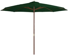 Guarda-sol de exterior com poste em madeira 350 cm verde