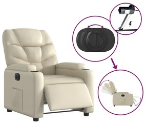 Poltrona reclinável elétrica couro artificial cor creme