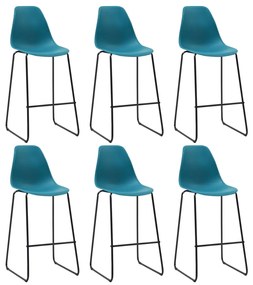 vidaXL Cadeiras de bar 6 pcs plástico azul-turquesa