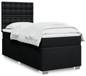 vidaXL Cama com molas/colchão 80x200 cm tecido preto