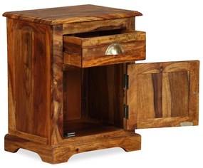 Mesa de cabeceira em madeira sólida de acácia 40x30x50 cm
