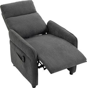 HOMCOM Cadeirão de Massagem com Calor, Reclinação Push-Back 135°, Apoio para os Pés, Apoios de Braços Ajustáveis e 2 Bolsos, Cinzento-Escuro | Aosom Portugal