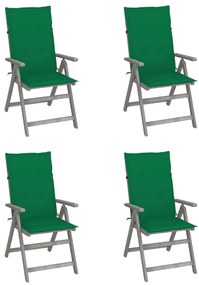 Cadeiras jardim reclináveis c/ almofadões 4 pcs acácia maciça