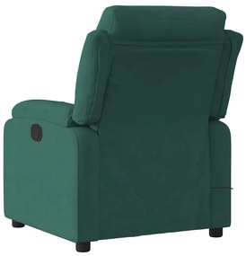 Poltrona de massagens reclinável elétrica veludo verde-escuro