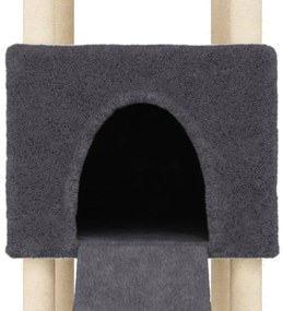 Árvore p/ gatos c/ postes arranhadores sisal 153cm cinza-escuro