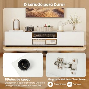 Móvel para TV, 160 x 35 x 30 cm, Com Estantes Abertas e Portas, Branco