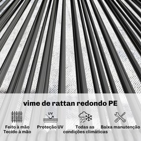 Conjunto Jardim de Vime com 4 peças Inclui Sofá de 2 Lugares 2 Poltronas e Mesa de Centro com Tampo Metálico Preto