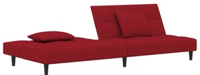 Sofá-cama 2 lugares com duas almofadas veludo vermelho tinto