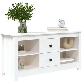 Móvel de TV 103x36,5x52 cm madeira de pinho maciça branco