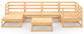 7 pcs conjunto lounge de jardim pinho maciço