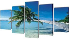 241561 vidaXL Políptico impressão de praia com palmeira 200x100 cm