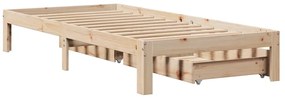 Estrutura de cama com gavetas 75x190 cm madeira de pinho maciça