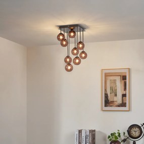 Plafond de design bronze com vidro bronze 9 luzes - Athens