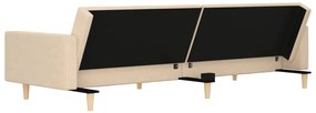 Sofá-cama 2 lugares com duas almofadas tecido cor creme