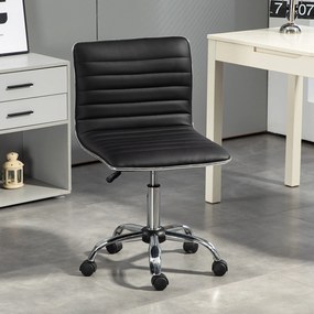 Cadeira de escritório giratória com rodas e altura ajustável, assento almofadado, 48 x 52 x 78-90 cm, preta