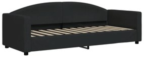 Sofá-cama com gavetão e colchões 80x200 cm tecido preto