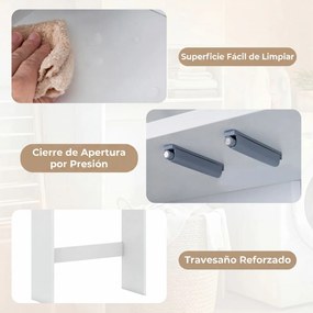Armário para sanita com portas 60 x 23 x 166 cm, 2 compartimentos abertos e estante ajustável, economizador de espaço para a lavandaria, branco