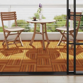 41584 vidaXL Tiles de pátio 10 unid. Castanho 30 x 30 cm Madeira de Acácia
