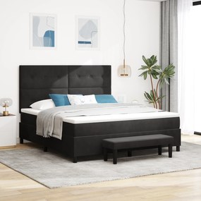 vidaXL Cama Box com Colchão e Banco Preto 180x200 cm Veludo