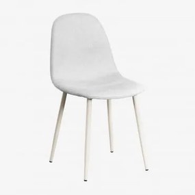 Cadeira De Jantar Glamm Deluxe Beige Creme & Tecido Branco Quebrado - Sklum