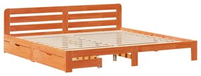 Cama sem colchão 200x200 cm pinho maciço castanho-mel