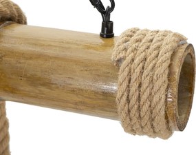 "Candeeiro de Teto Boho Chic - Metal, Bambu e Corda - 120 cm - 6 Ponto