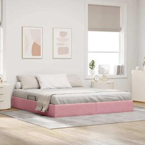 vidaXL Cama com Armazenamento com colchão Rosa 180 x 200 cm Veludo