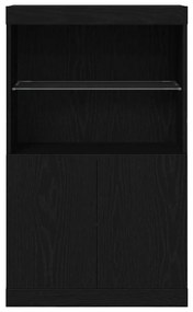 Sideboard vidaXL com luzes LED Carvalho Preto 60x37x100 cm