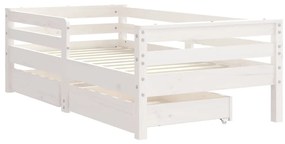 Estrutura cama infantil c/ gavetas 70x140cm pinho maciço branco