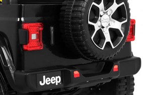 Carro elétrico para Crianças 12V 4x4 Jeep Wrangler Rubicon Rodas de EVA, Assento de couro Preto