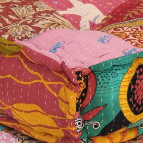 Pufe modular com almofada retalhos de tecidos
