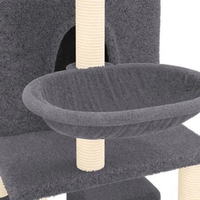 Árvore Arranhador para Gatos com Postes em Sisal de 180 cm - Cinza Esc