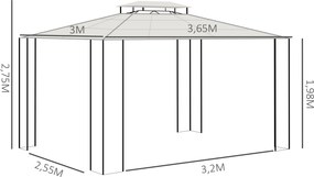 Pérgola de Jardim 3,6x3m Pérgola de Exterior com Cobertura de Policarb