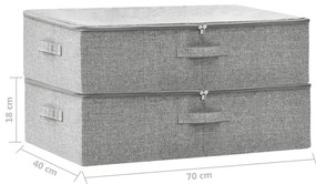 Caixas de arrumação 2 pcs tecido 70x40x18 cm cinzento