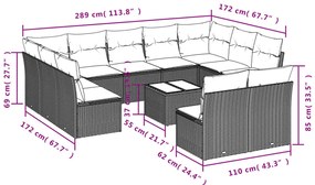 12 pcs conjunto de sofás p/ jardim com almofadões vime PE bege