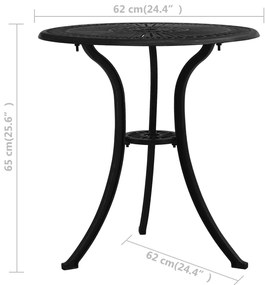 3 pcs conjunto de bistrô alumínio fundido preto