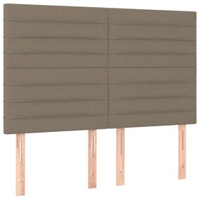 Cabeceira cama c/ LED tecido 144x5x118/128 cm cinza-acastanhado