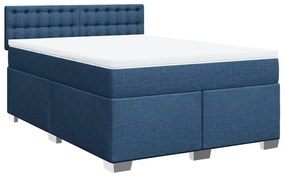 Cama com molas/colchão 140x200 cm tecido azul