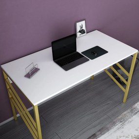 Secretária de Estudo Josephine – Dourado e Branco – 120x60x74,8 cm