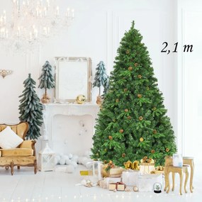 Árvore de Natal iluminada de 2,1 m com suporte Artificial Decoração para Natal em Casa Festa Verde