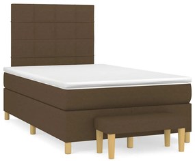 Cama boxspring com colchão 120x190 cm tecido castanho-escuro