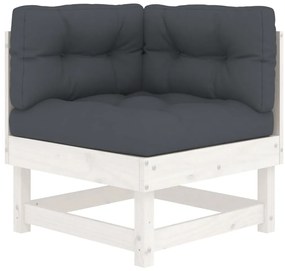 10pcs conjunto lounge jardim c/almofadões madeira maciça branco