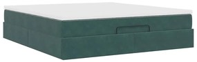 Estrutura de cama otomana com colchão 180x200 cm verde escuro