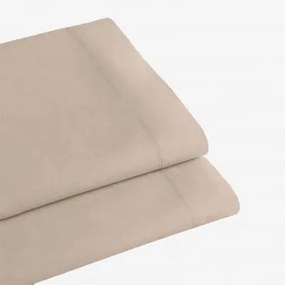 Lençol Plano De Algodão Percal Lesia 180 Fios Tapioca Bege & Cama 135/140cm (210 X 280 Cm) - Sklum