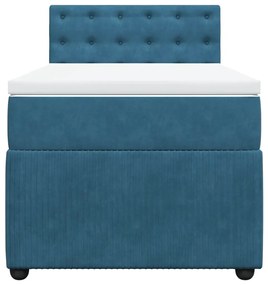 Cama boxspring com colchão 100x200 cm veludo azul