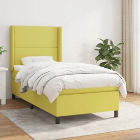 vidaXL Cama com molas/colchão 80x200 cm tecido verde