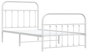 Estrutura de cama com cabeceira e pés 100x190 cm metal branco