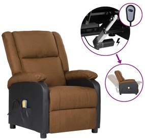 vidaXL Poltrona massagens elétrica couro art./tecido cinza-acastanhado