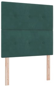 Cama Box com Colchão e LED Verde Escuro 90x190 cm Veludo