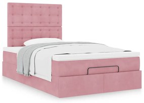 Estrutura de cama otomana com colchões 120x200 cm veludo rosa